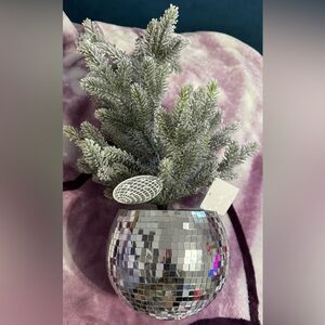 Disco Ball Vase w/fake plant